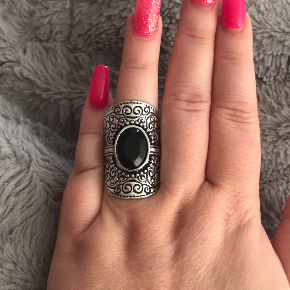 Black and Silver Ring